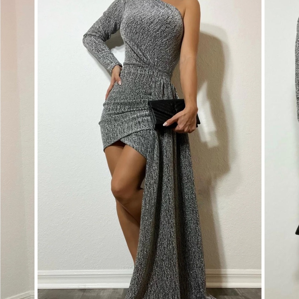 CAMEO METALLIC DREAMS ONE SHOULDER DRESS Size Small